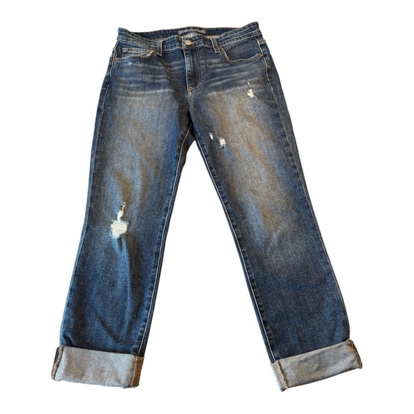 Joe’s Jeans Women’s 27 Straight Leg Denim Blue Mid Rise Cuffed Stretch Casual - Picture 1 of 16